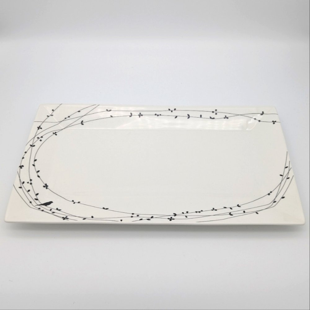 Ciroa Oiseau Rectangular Platter with Bird On Vine
